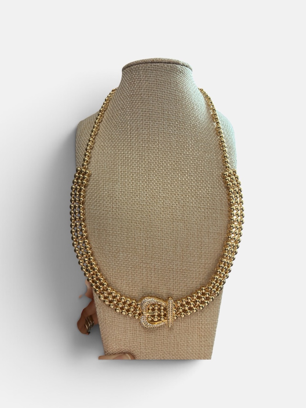 Gold Filled Chain Necklace with Buckle Accent